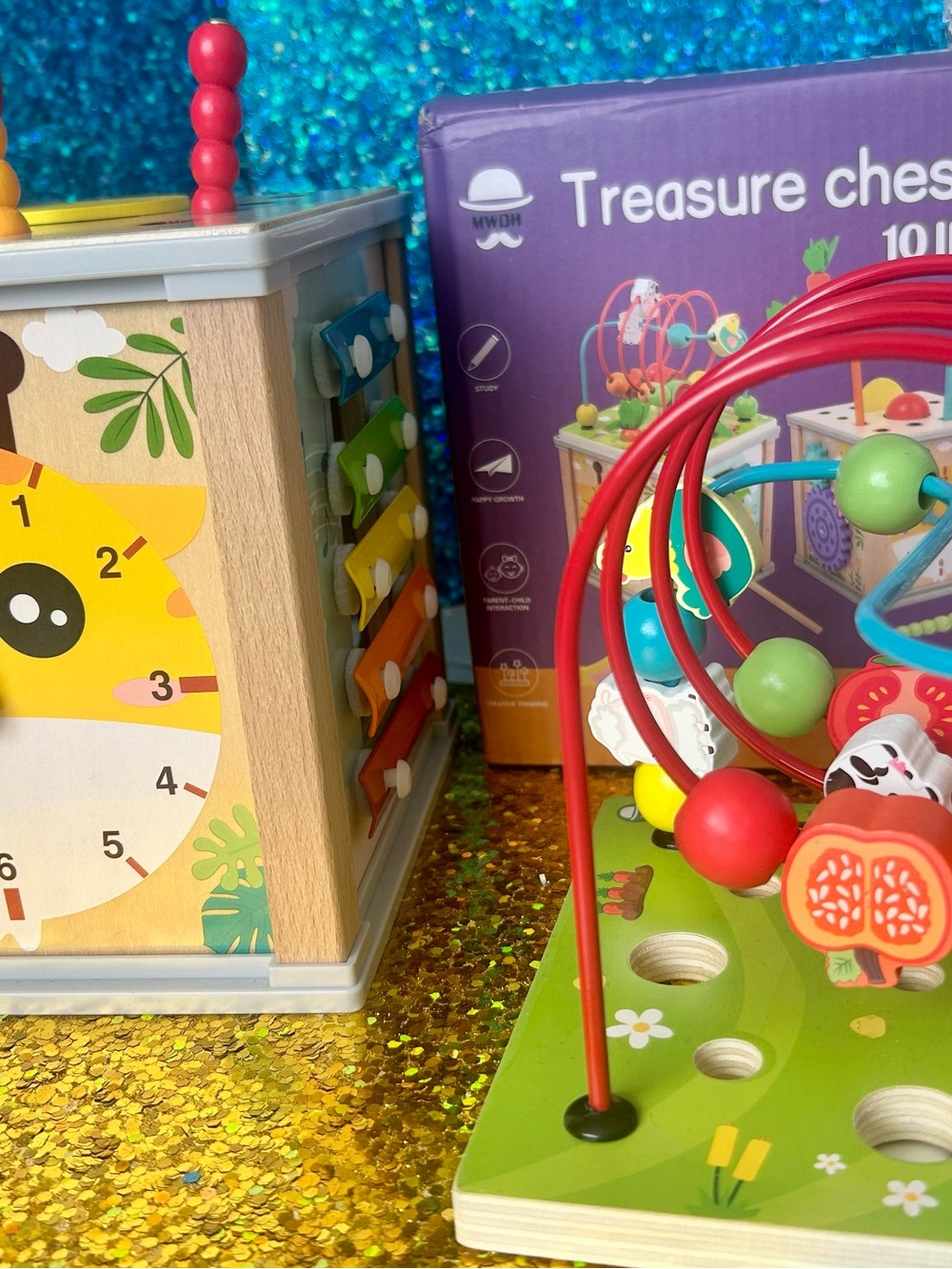 Wooden Multi-Activity Learning Cube with Bead Maze - Multi-Color